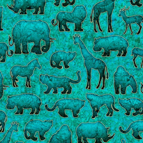 Serengeti by Dan Morris Animal Silhouettes Turquoise 27766-Q Cotton Woven Fabric