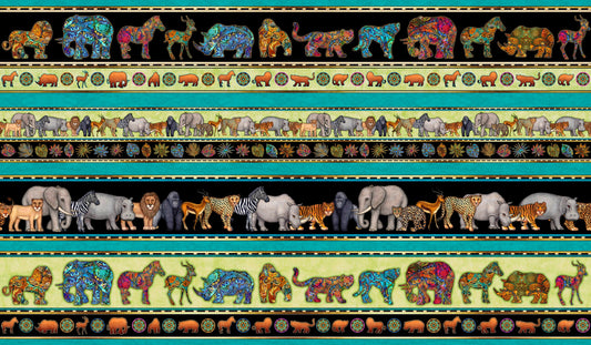 Serengeti by Dan Morris Jungle Animal Stripe Turquoise 27763-Q Cotton Woven Fabric