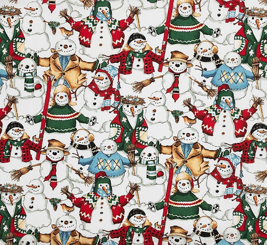 Christmas Time Natural Snow Friends 147a Cotton Woven Fabric