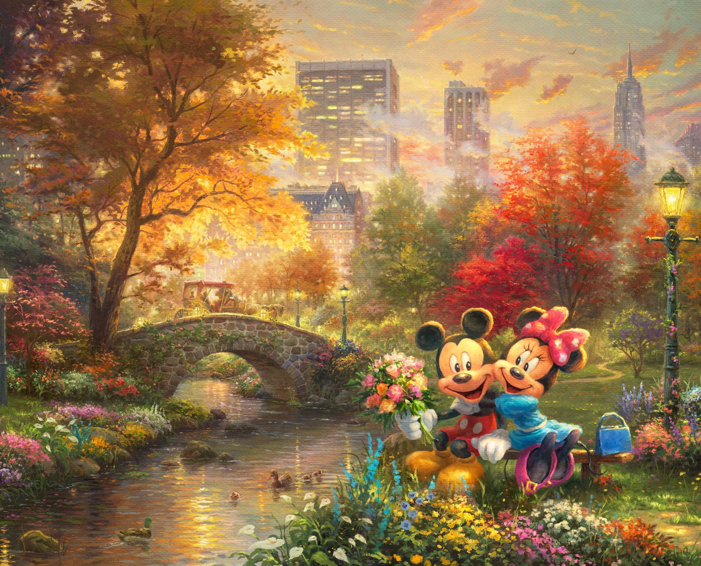 Disney Dreams Collection by Thomas Kinkade Studios 36" Panel Sweetheart Central Park DS-2024-9C Cotton Woven Panel