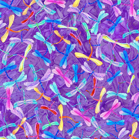 Flower Jewels by Teresa Ascone Dragonflies FLOJ4261-C Digitally Printed Cotton Woven Fabric