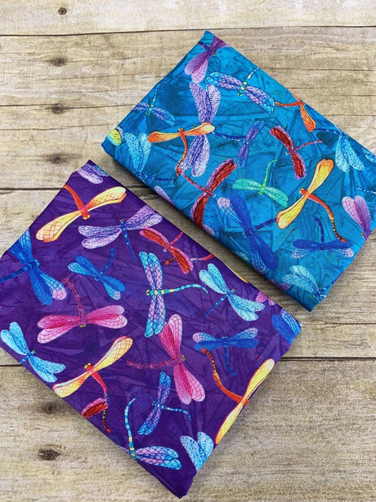Flower Jewels by Teresa Ascone Dragonflies FLOJ4261-T Digitally Printed Cotton Woven Fabric