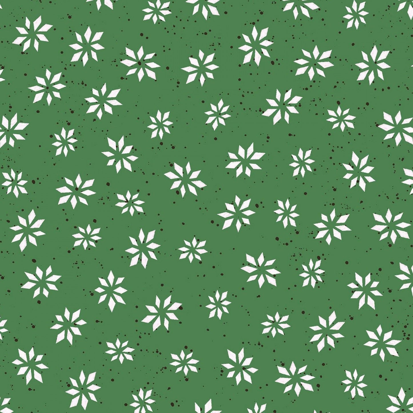 Warm Wishes by Hannah Dale of Wrendale Designs Snowflake Star Green D6316M-G Digitally Printed Cotton Woven Fabric