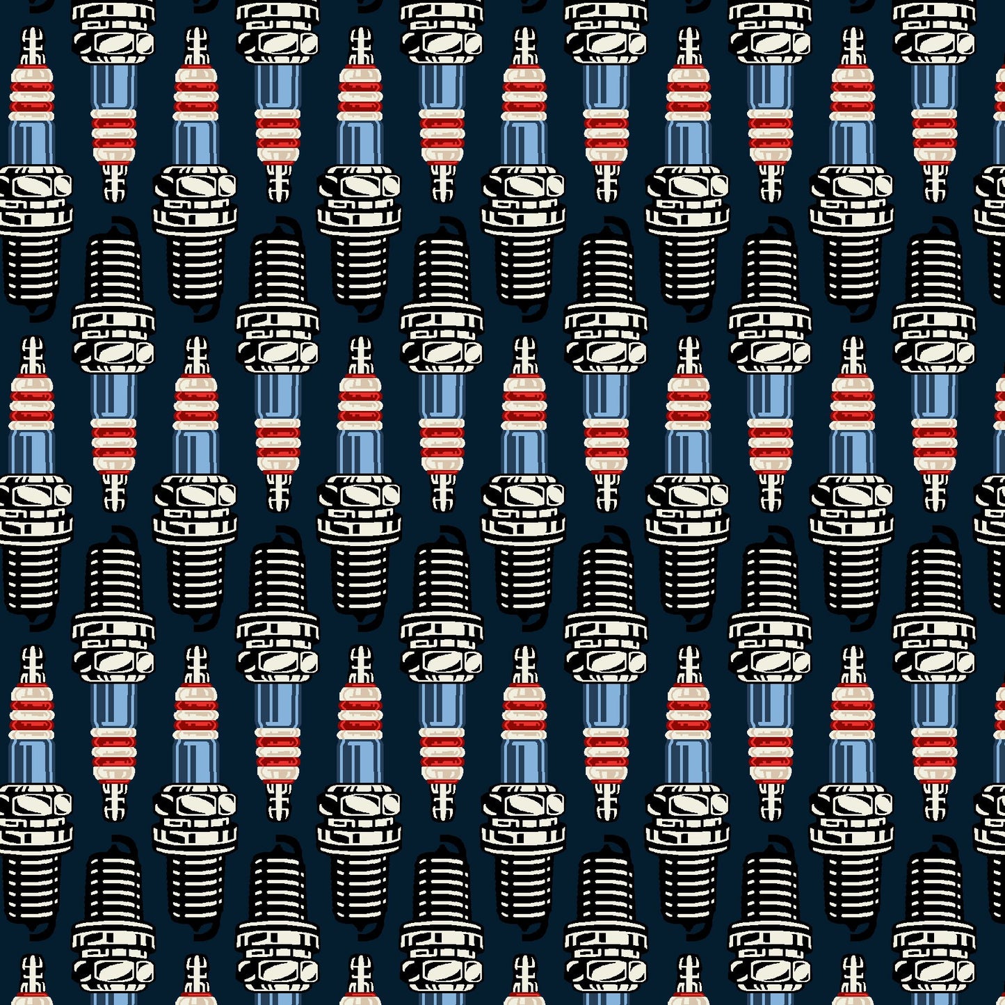 American Muscle by Chelsea Designworks Patriotic Spark Plugs 5335-78 Cotton Woven Fabric