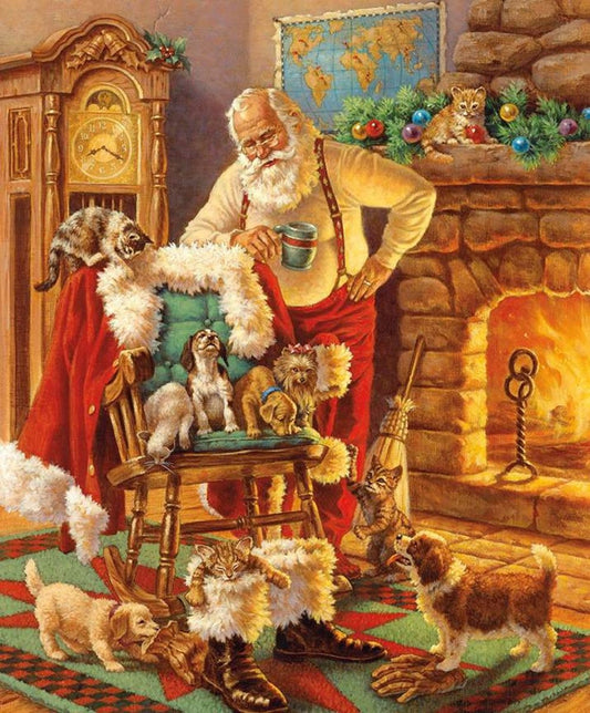 A Classic Christmas 36" Panel Santa & Friends P9541-SANTA Cotton Woven