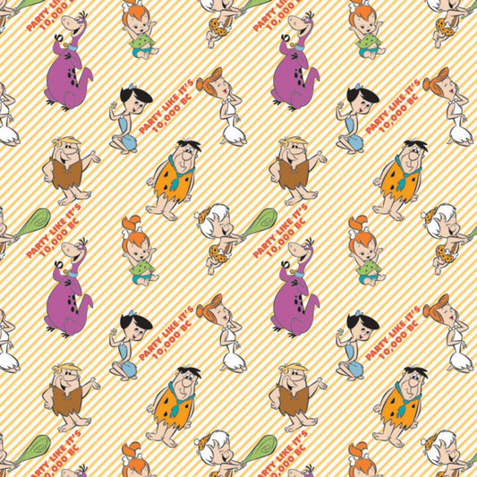 Licensed The Flintstones Party on Stripes Multi 24060206-4 Cotton Woven Fabric