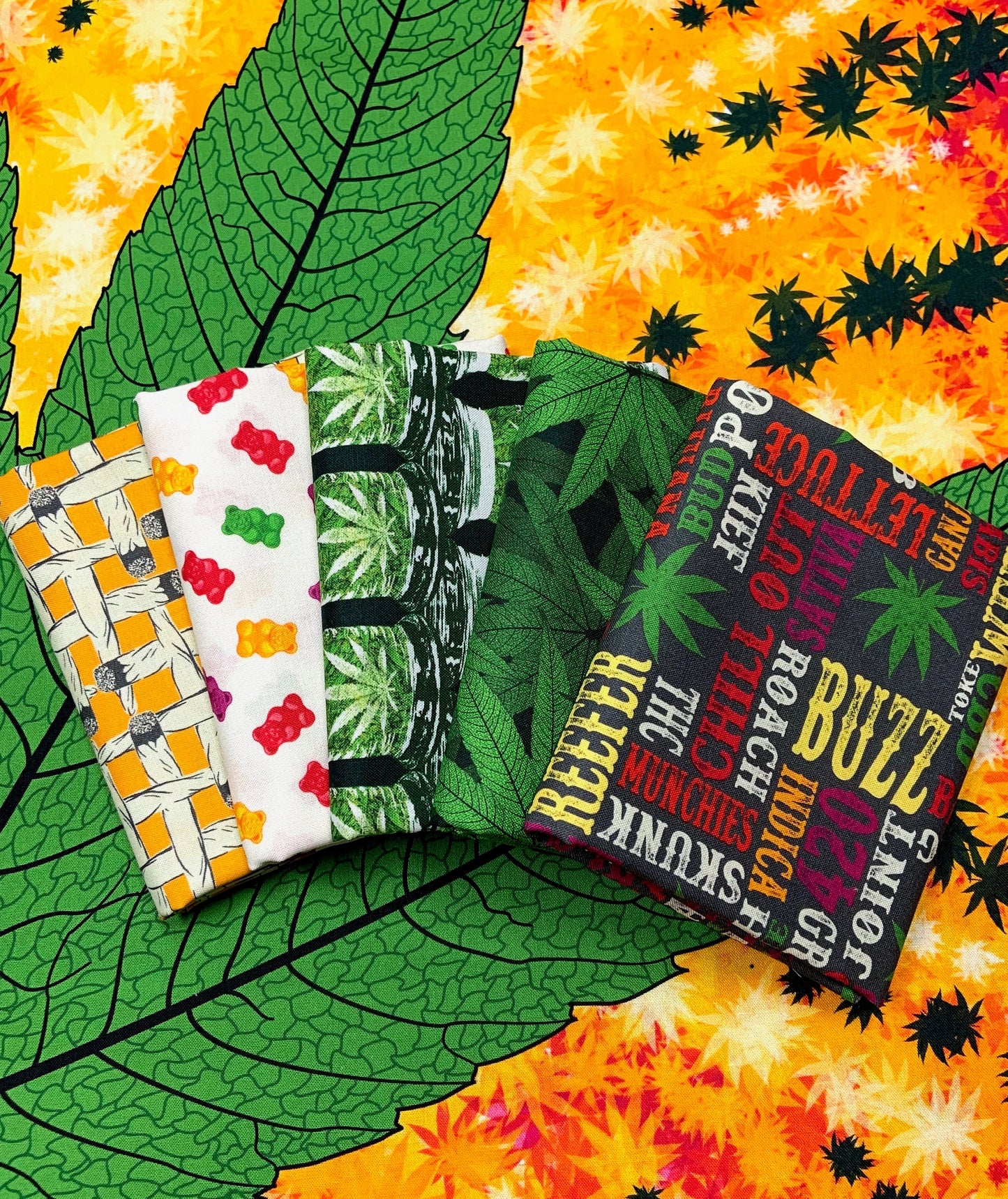 Herban Sprawl Cannabis Jars Green 1024-66 Digitally Printed Cotton Woven Fabric