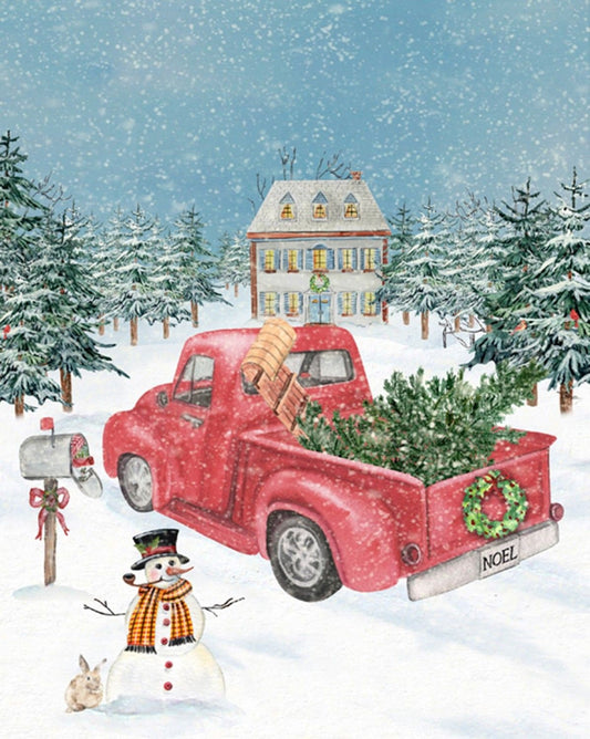 Holiday Spirit from Four Seasons 36" Panel Winterland Red Truck AL40610C1 Digitally Printed Cotton Woven Panel
