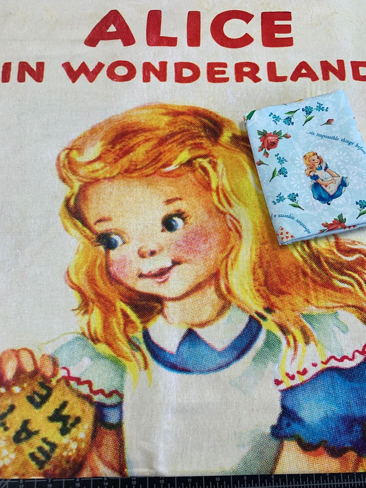 Vintage Storybooks from Four Seasons Alice in Wonderland Sweet Alice BW0171-0C-2 pale blue Cotton Woven Fabric