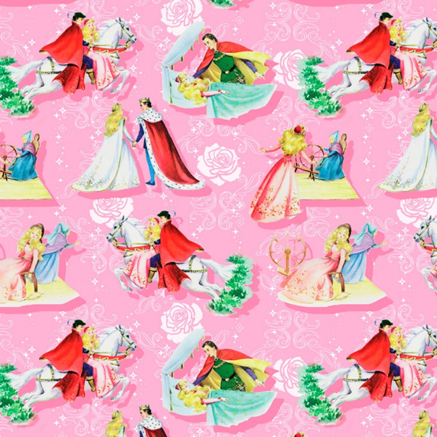 Vintage Storybooks from Four Seasons Sleeping Beauty Happily Ever After # BW01780C1 Cotton Woven Fabric