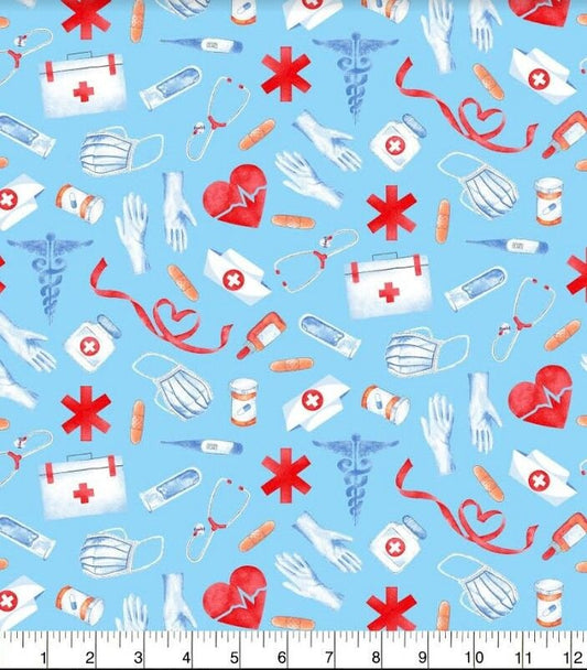 First Responders Tribute 17501-B Nurse Assortment Cotton Woven Fabric
