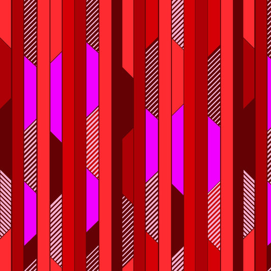 All Lined Up by Judy Gauthier Red/Purple Diagonal Blocks Stripe 5375-85 Digitally Printed Cotton Woven Fabric