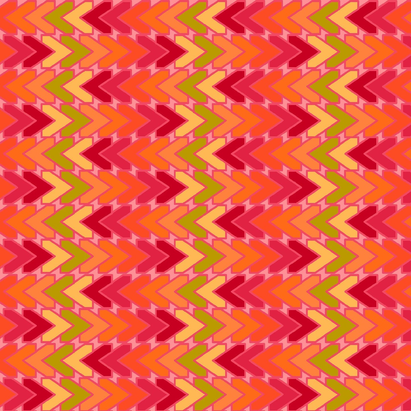 All Lined Up by Judy Gauthier Red/Orange Chevron 5381-83 Digitally Printed Cotton Woven Fabric