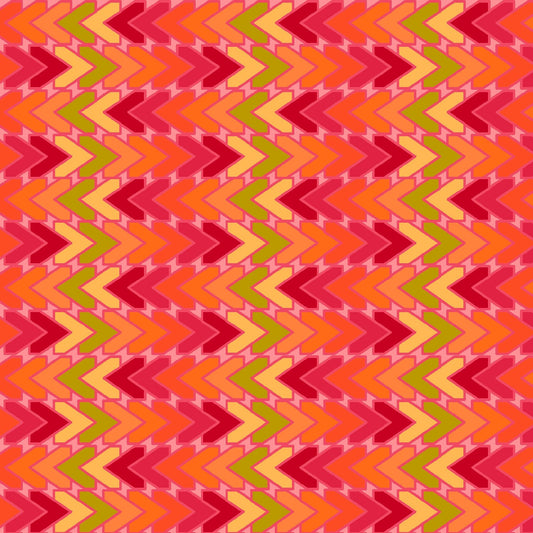 All Lined Up by Judy Gauthier Red/Orange Chevron 5381-83 Digitally Printed Cotton Woven Fabric