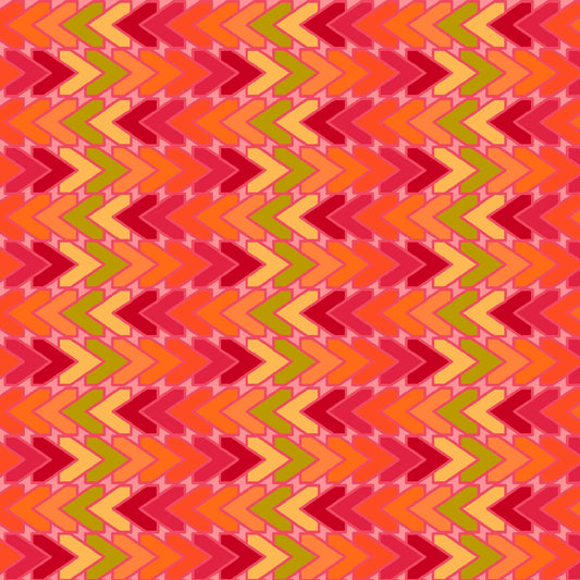 All Lined Up by Judy Gauthier Red/Orange Chevron 5381-83 Digitally Printed Cotton Woven Fabric