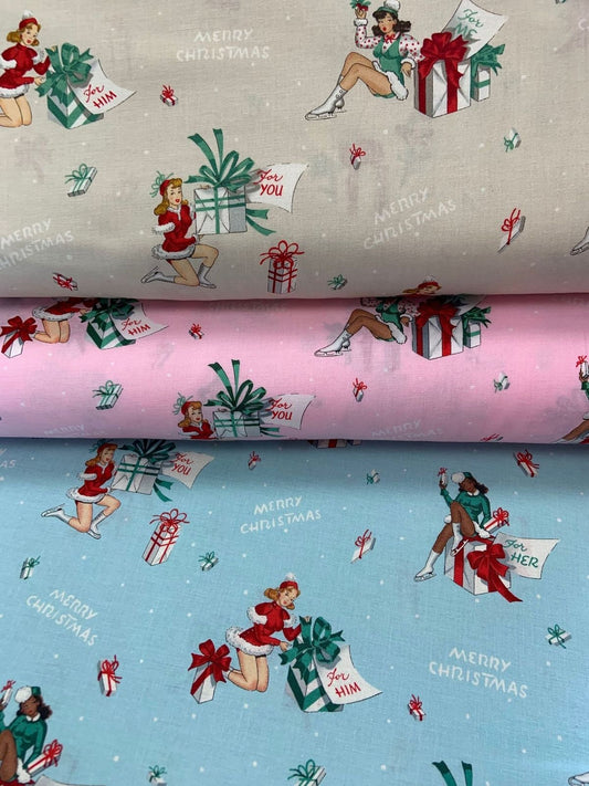 Christmas Time Pink For You 8837a Cotton Woven Fabric