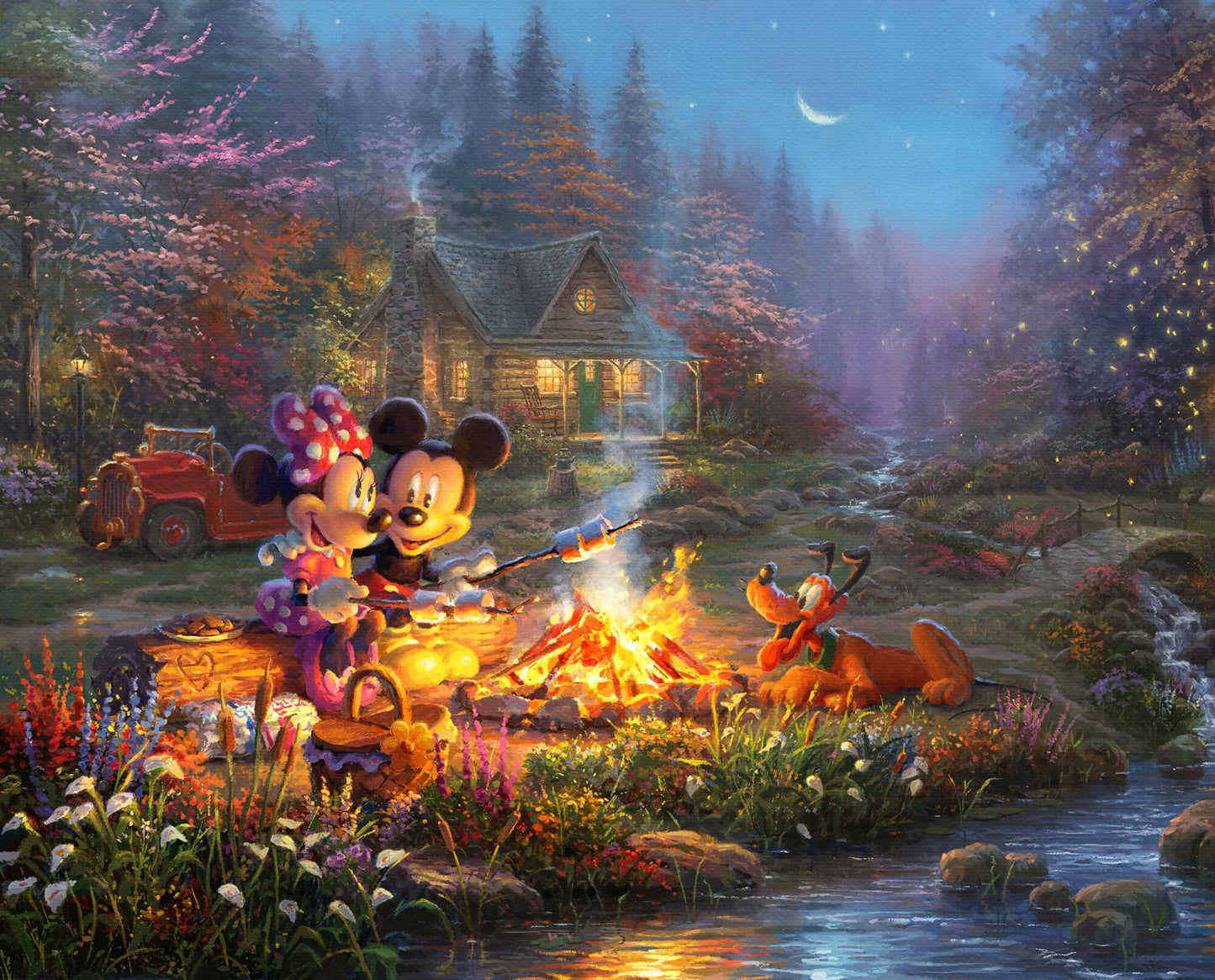 Disney Dreams Collection by Thomas Kinkade Studios 36" Panel Sweetheart Campfire DS-2052-9C Cotton Woven Fabric