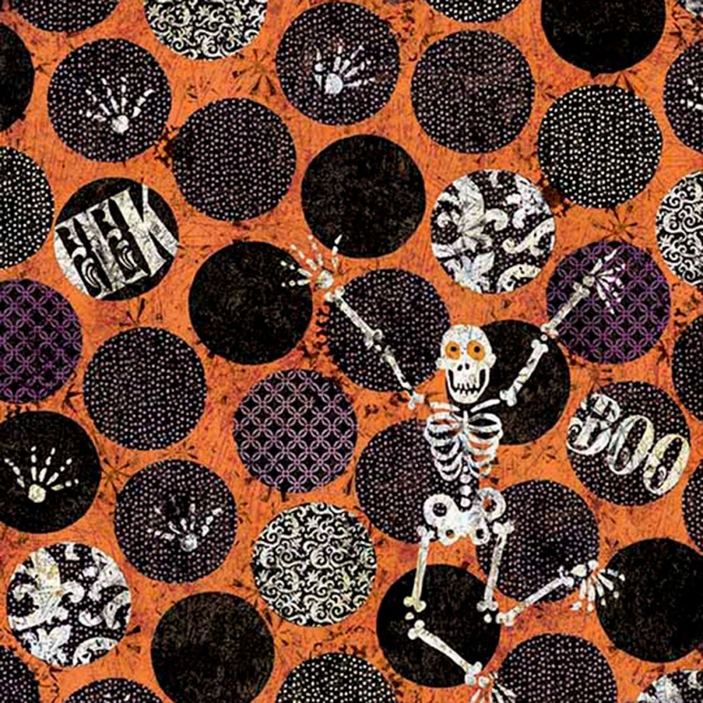 Halloween by Kate Ward Thacker Skeleton Dot 46923B770715 Cotton Woven Fabric