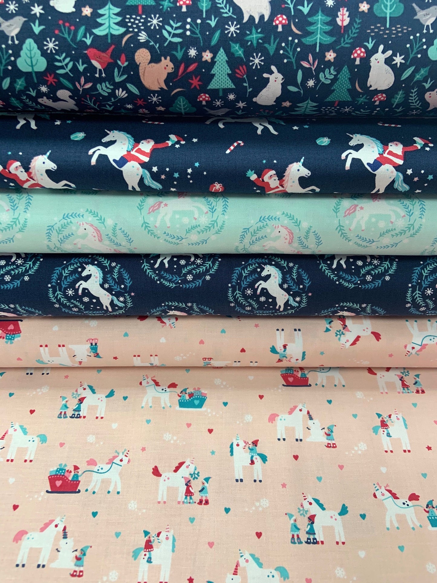 Sparkle All The Way Unicorn Cameo Bay ST-1540BAY Cotton Woven Fabric
