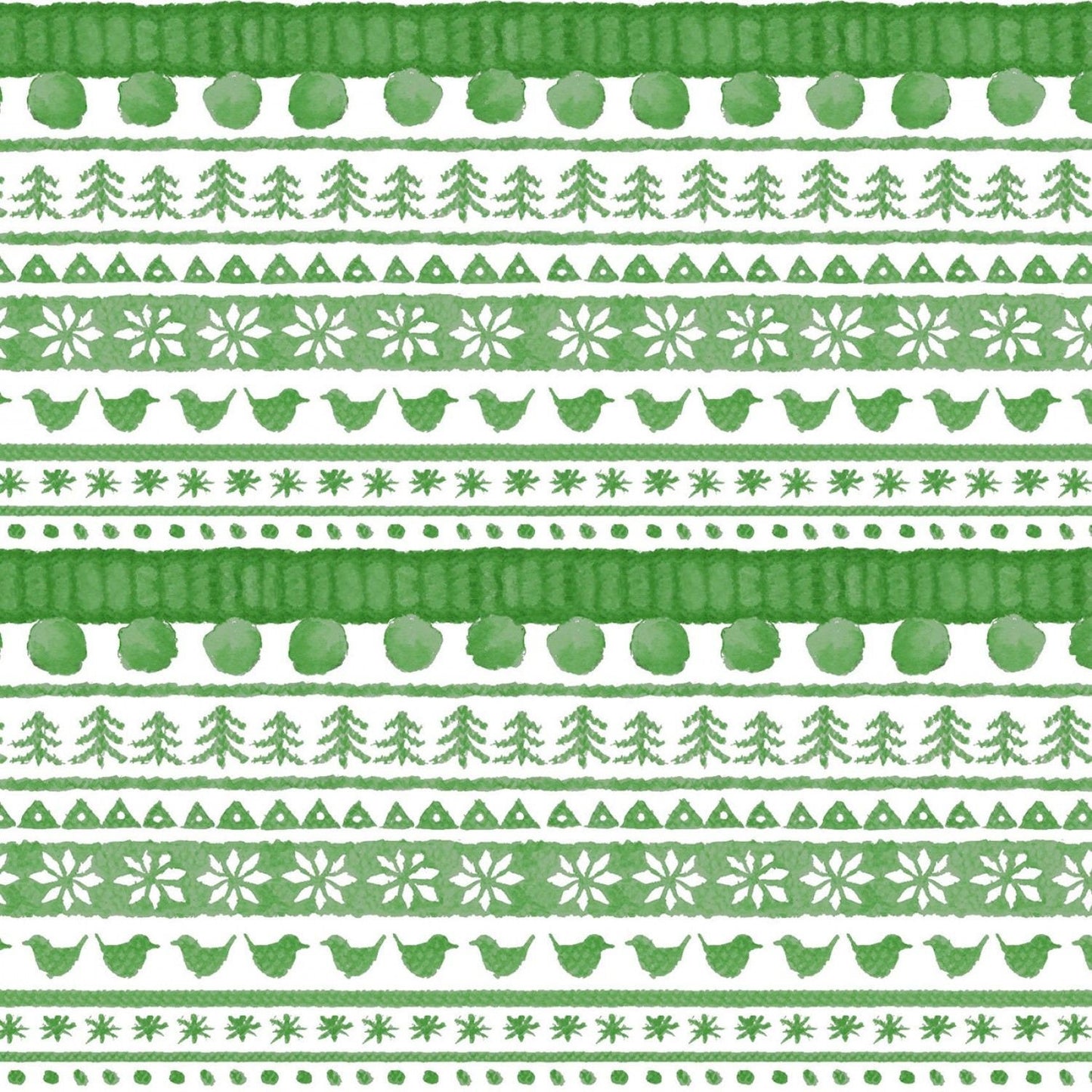 Warm Wishes by Hannah Dale of Wrendale Designs Sweater Stripe Green D6314M-G Digitally Printed Cotton Woven Fabric