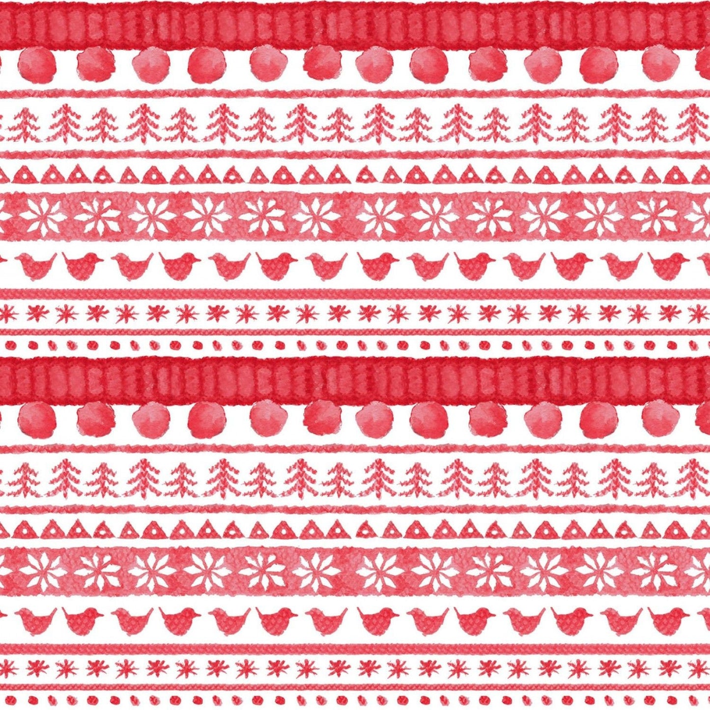Warm Wishes by Hannah Dale of Wrendale Designs Sweater Stripe Red D6314M-R Digitally Printed Cotton Woven Fabric