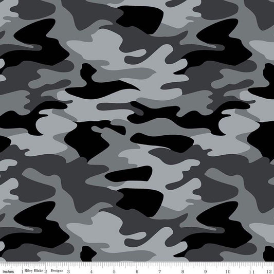 Nobody Fights Alone Camo Gray C10420-GRAY Cotton Woven Fabric