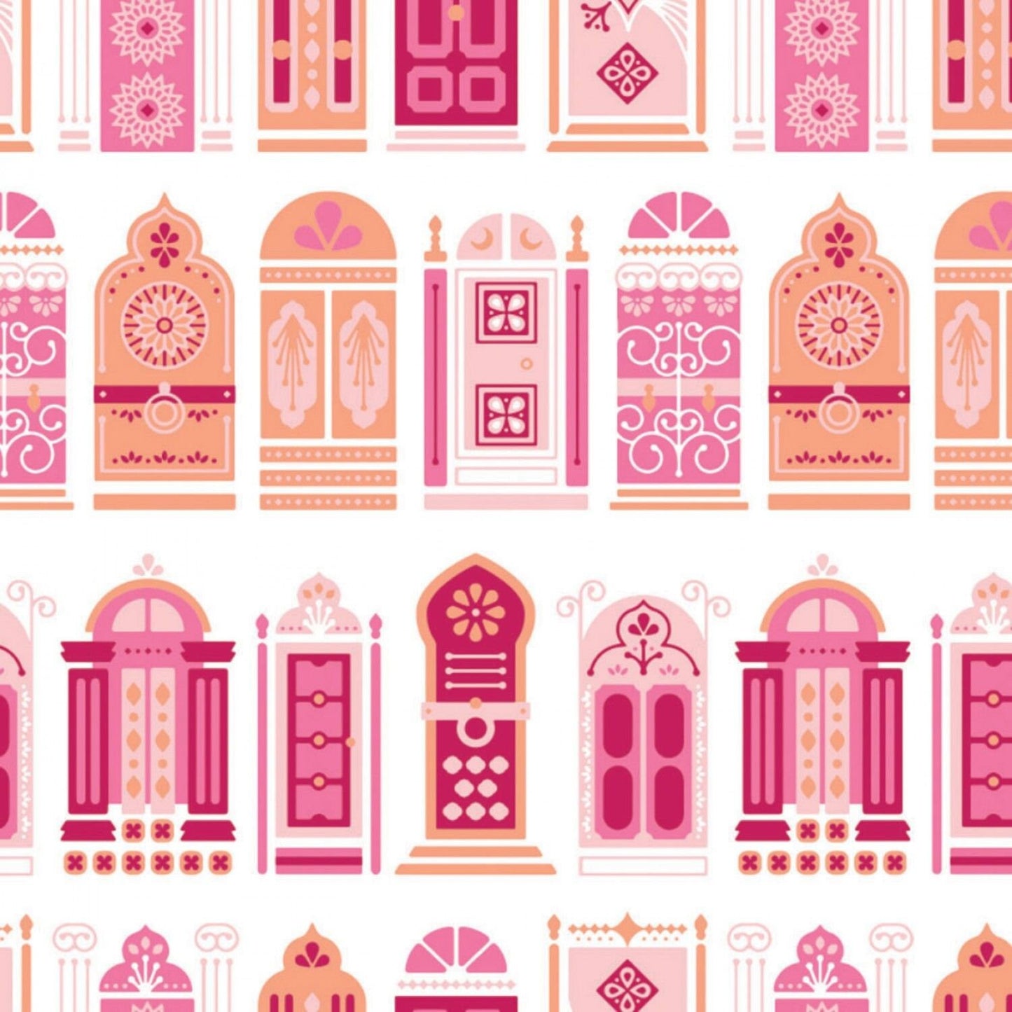Moroccan Nights by Cat Coquillette Moroccan Doors Pink 86190203-2 Digitally Printed Cotton Woven Fabric