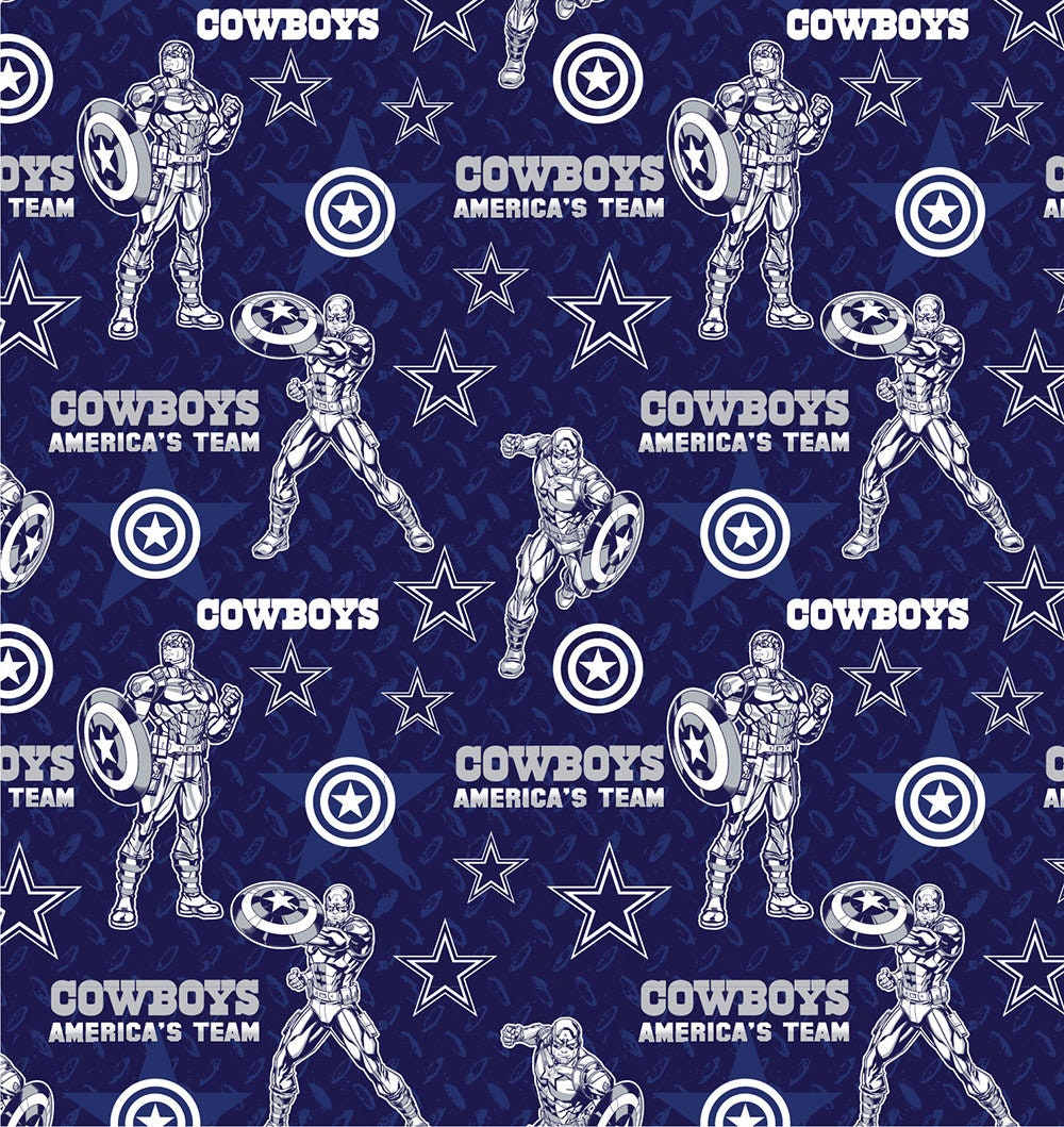 Licensed NFL Marvel Mash Up 70399-D Cowboys/Captain America Cotton Woven Fabric