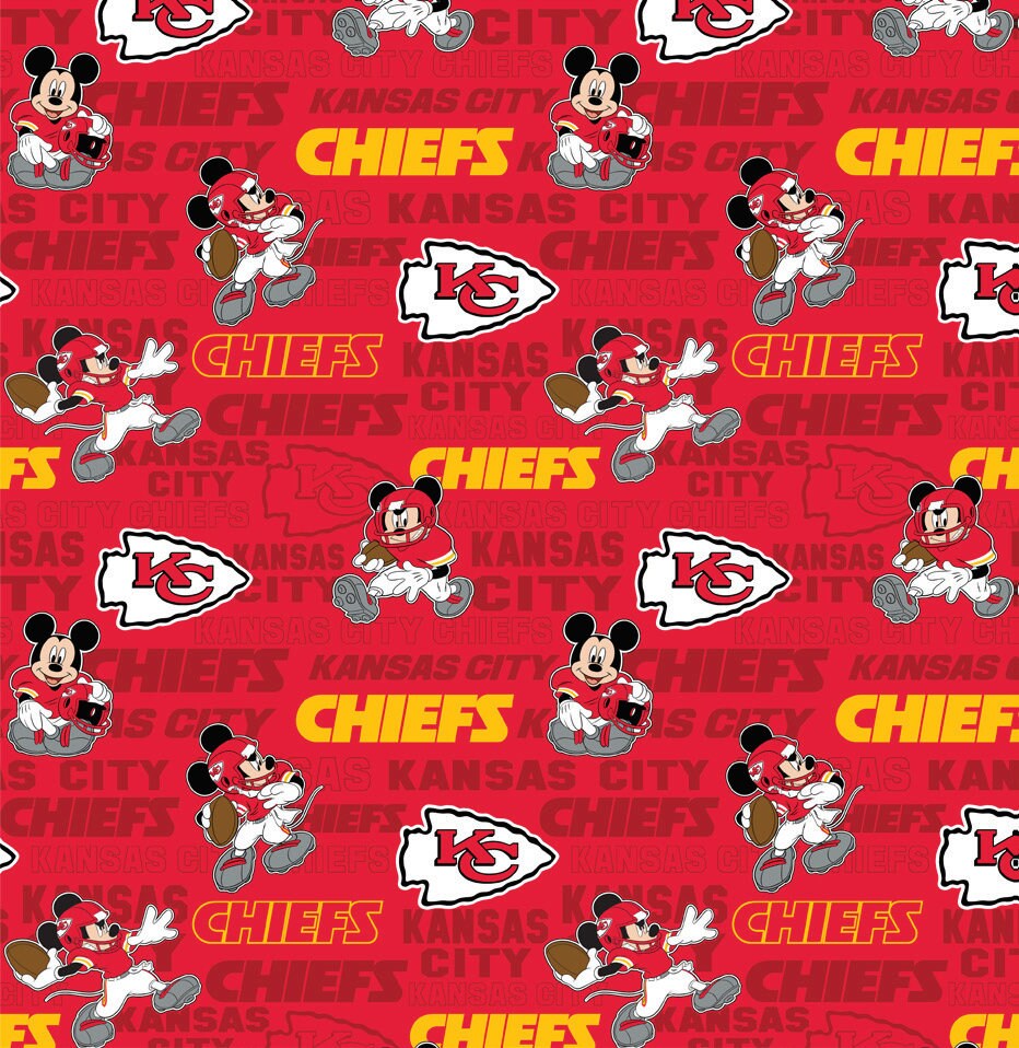 Licensed NFL Disney Mash Up 70392-D Chiefs/Mickey Cotton Woven Fabric