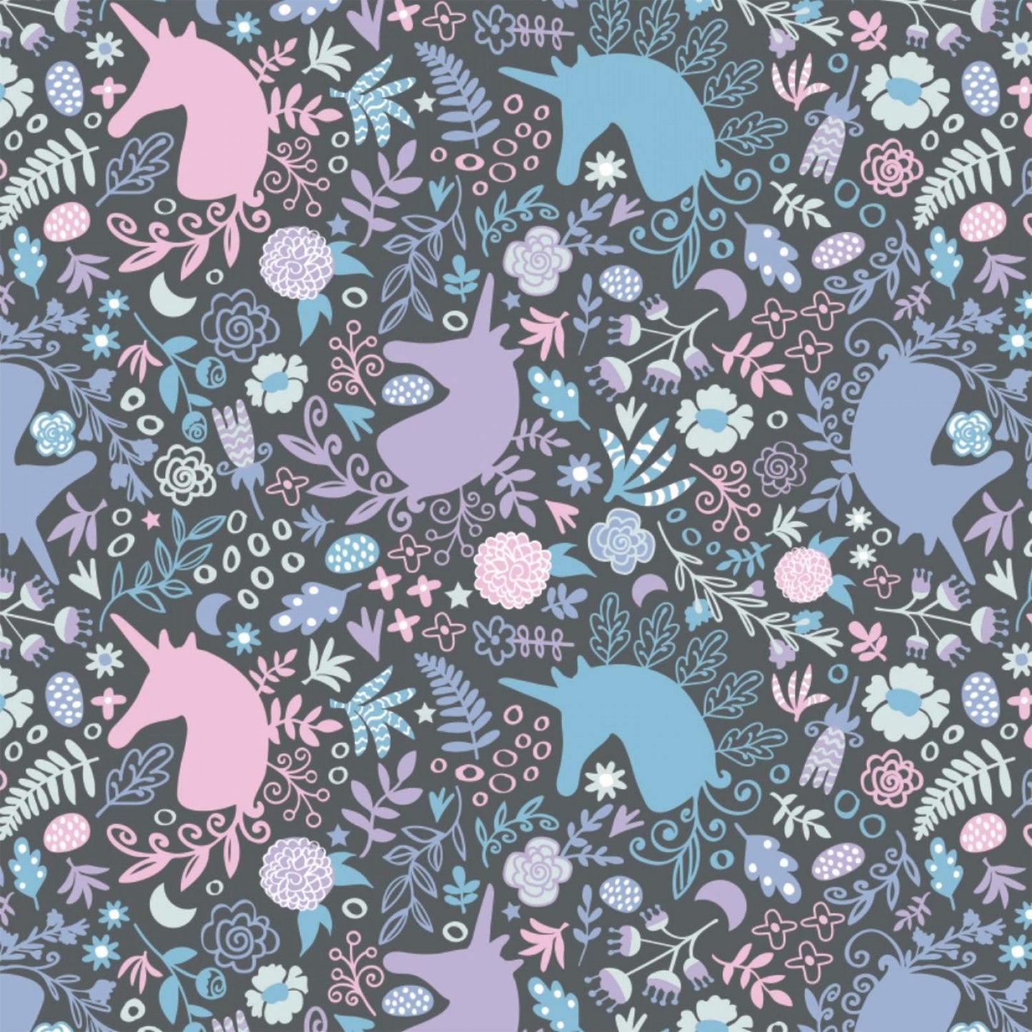 Enchantment by Brooke Glaser Unicorn Magic Charcoal 77190102-2 Cotton Woven Fabric