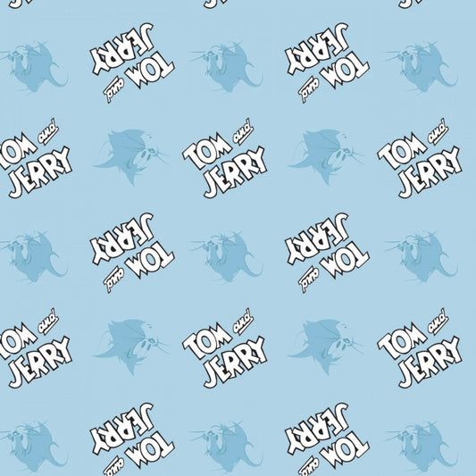 Licensed Tom & Jerry Logo Editorial Blue 24160113-1 Cotton Woven Fabric
