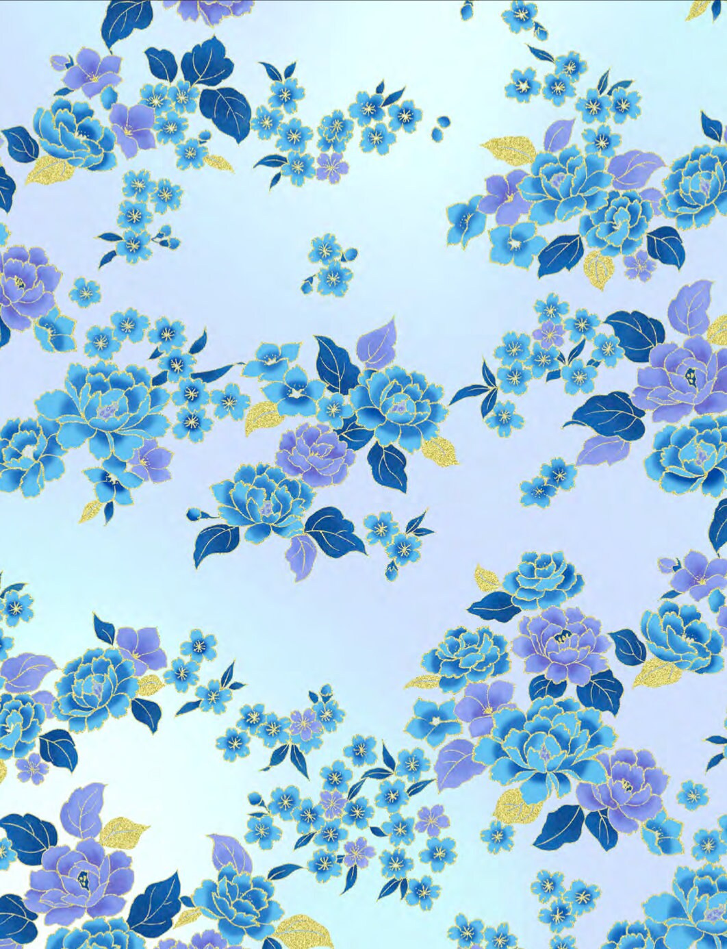 Graceful Garden S7733-139G-Periwinkle-Gold Cotton Woven Fabric