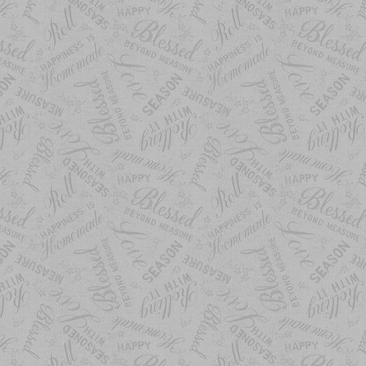 Homemade Happiness by Danhui Nai Words Allover Grey 89229-999 Cotton Woven Fabric