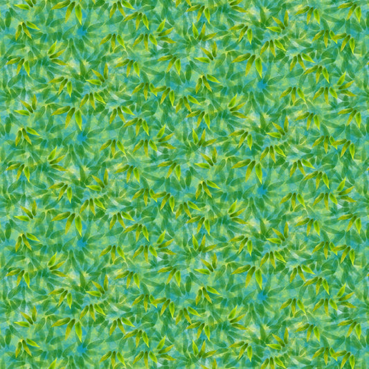 Panda Sanctuary by Kayomi Harai Green Leaf Texture 5274-66 Digitally Printed Cotton Woven Fabric