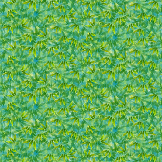 Panda Sanctuary by Kayomi Harai Green Leaf Texture 5274-66 Digitally Printed Cotton Woven Fabric