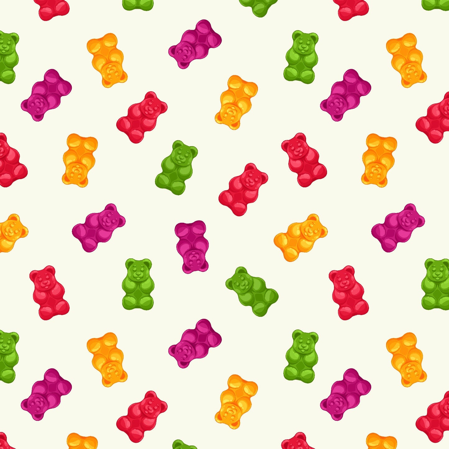 Herban Sprawl Gummy Bears Ecru 1025-01 Digitally Printed Cotton Woven Fabric