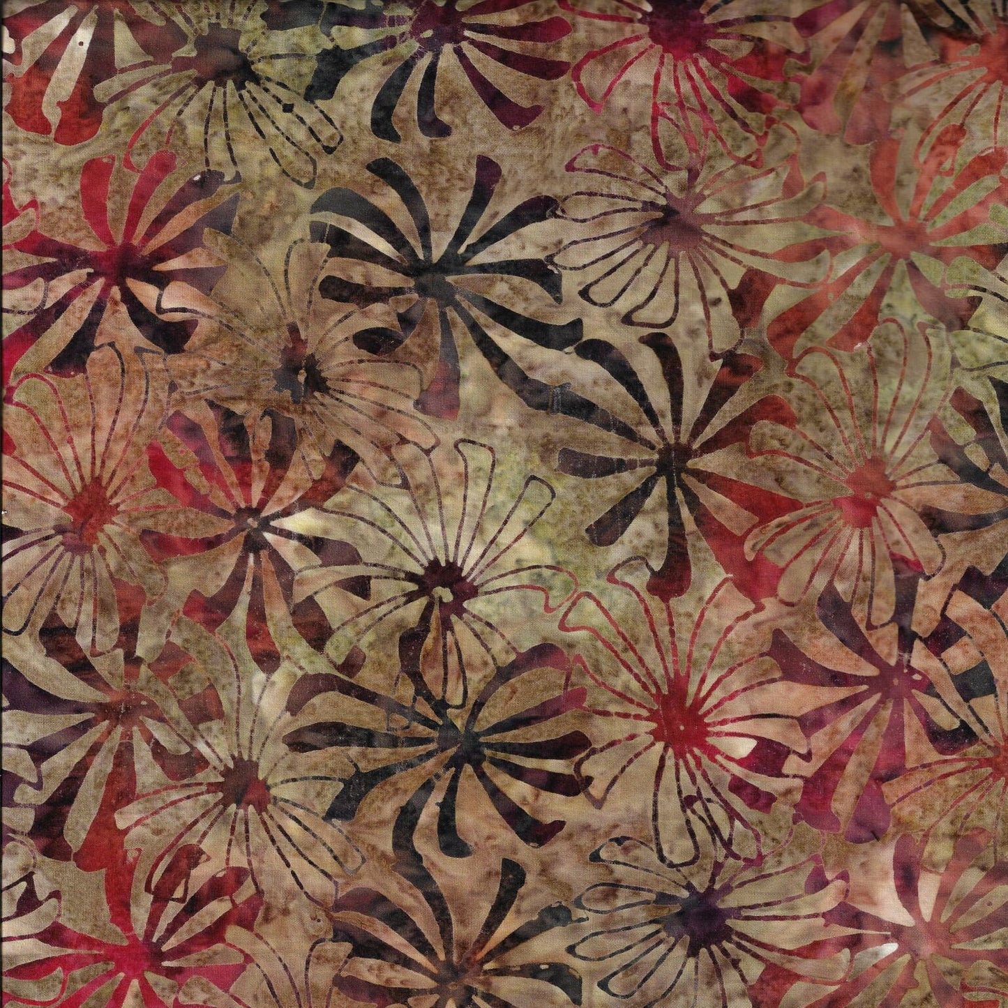 Murano Batiks 1189-35 Lt. Brown Pinwheel Floral Cotton Woven Fabric