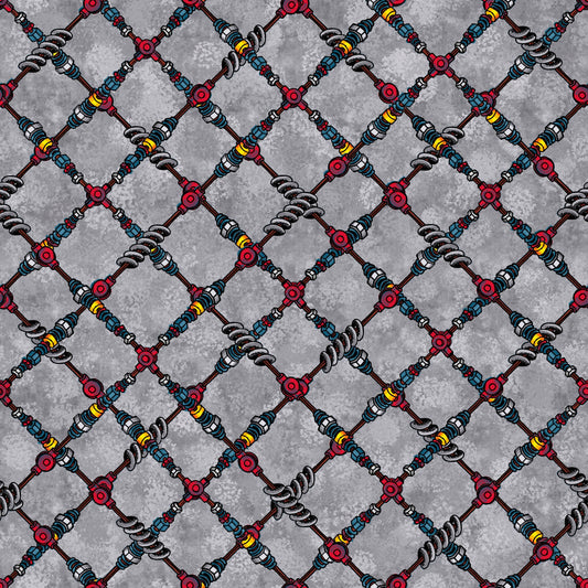 Dino Punk by Holly Glaspey Gray Tool Argyle 1259-95 Cotton Woven Fabric