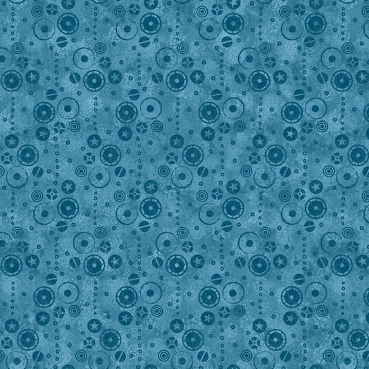 Dino Punk by Holly Glaspey Blue Tonal Dot 1261-70 Cotton Woven Fabric