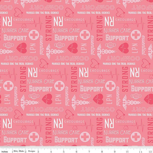 Nobody Fights Alone Nurses Care Pink C10422-PINK Cotton Woven Fabric