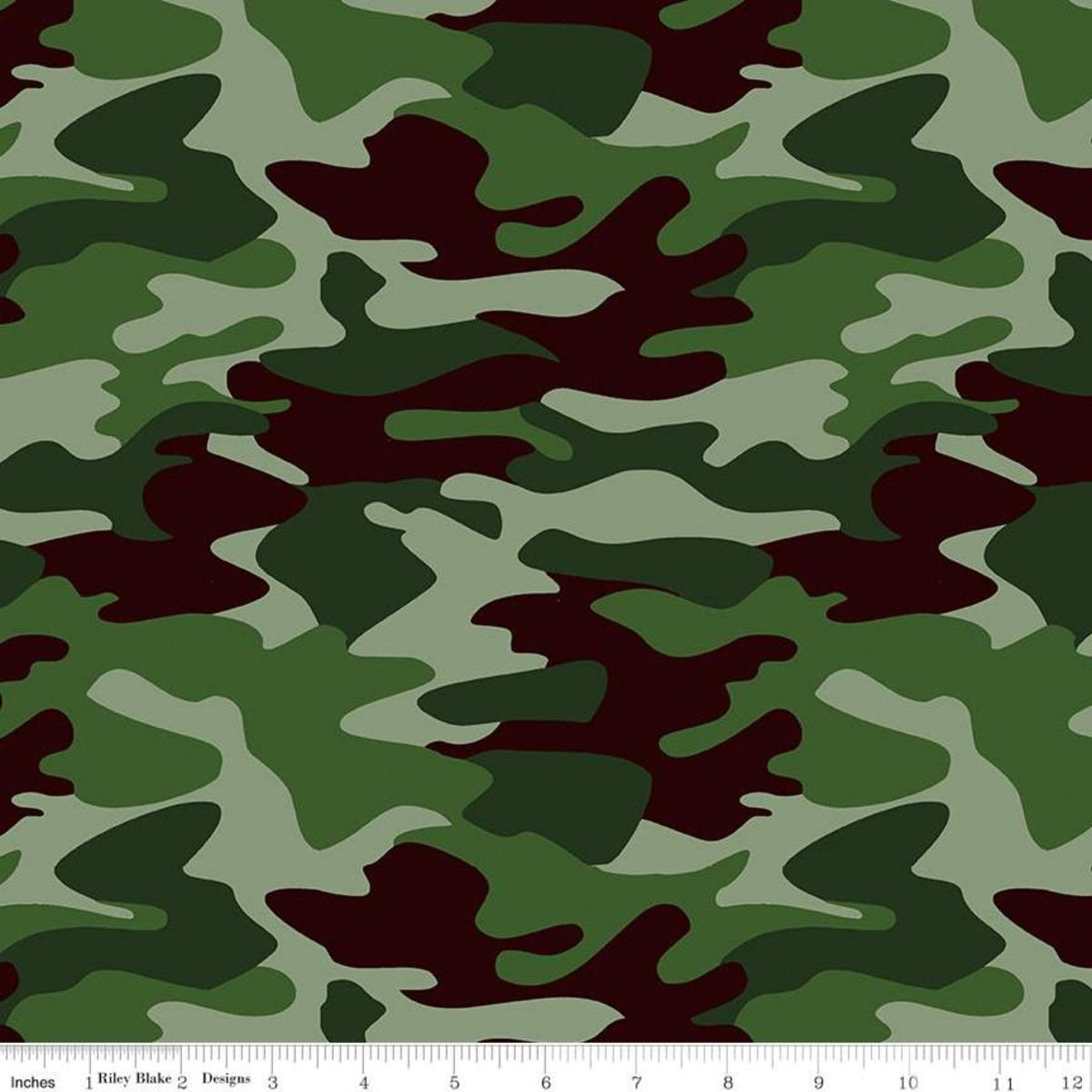 Nobody Fights Alone Camo Green C10420-GREEN Cotton Woven Fabric