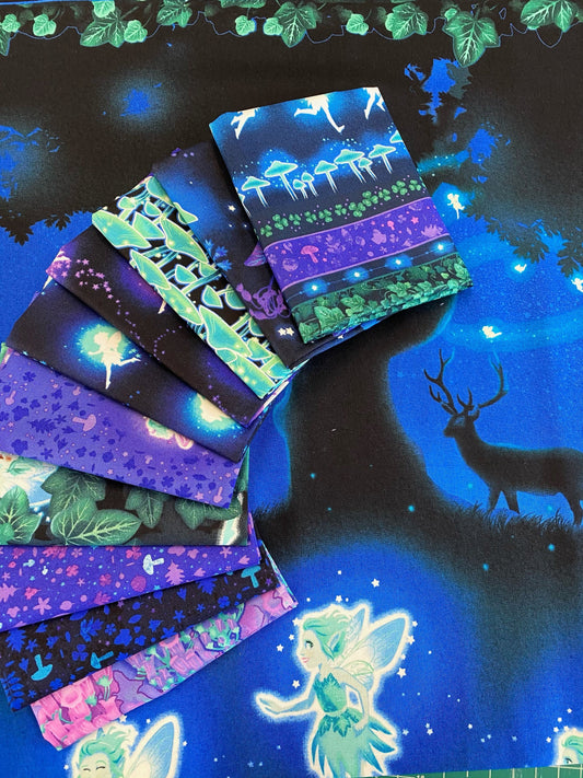 Summer Night Soiree Salt Meadow Studios Flying Fairies Glow Purple 9202G-57 Glow in the Dark Cotton Woven Fabric