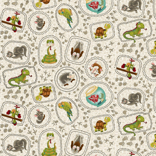 Rescued and Loved Small Critter Stone 9394-42 Cotton Woven Fabric