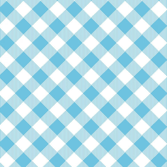 Priscilla's Pretty Plaids by Priscilla Blain Blue/White Bias Buffalo Check 9300-11 Cotton Woven Fabric