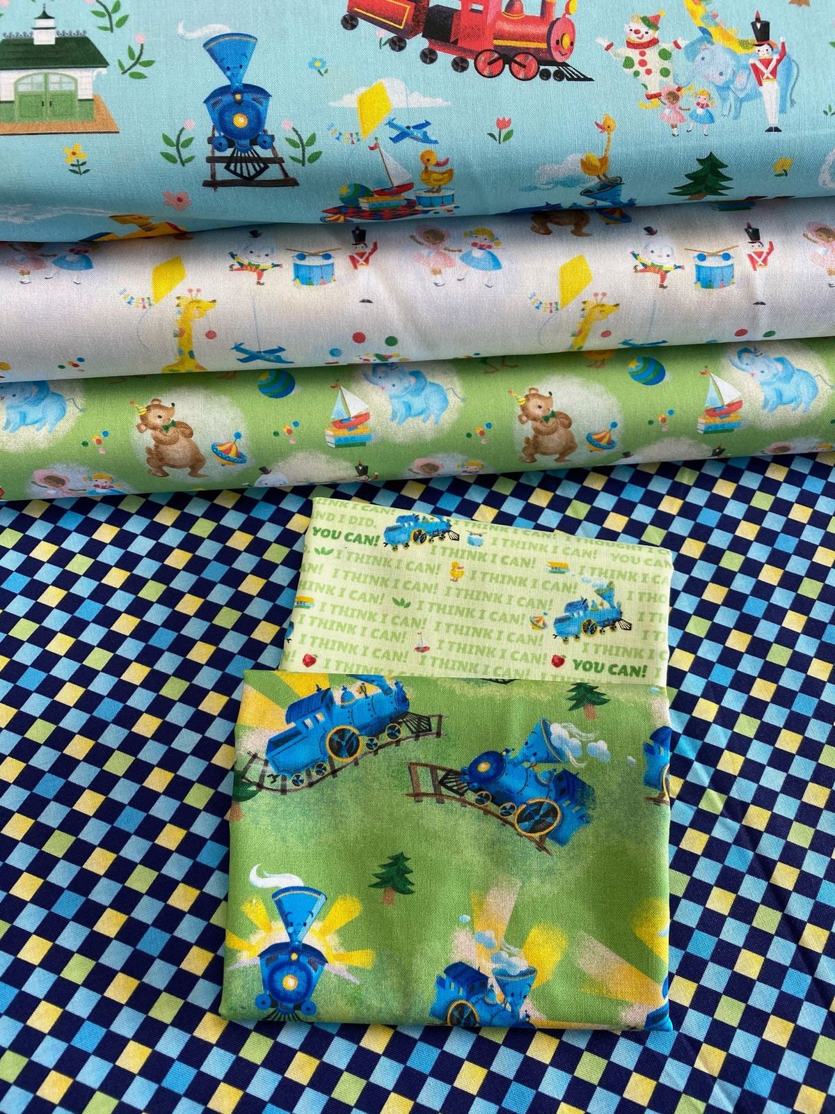 Licensed The Little Engine That Could Argyle Blue C9994-BLUE Cotton Woven Fabric
