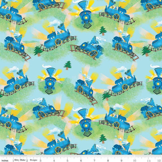 Licensed The Little Engine That Could Choo Choo Blue C9992-BLUE Cotton Woven Fabric