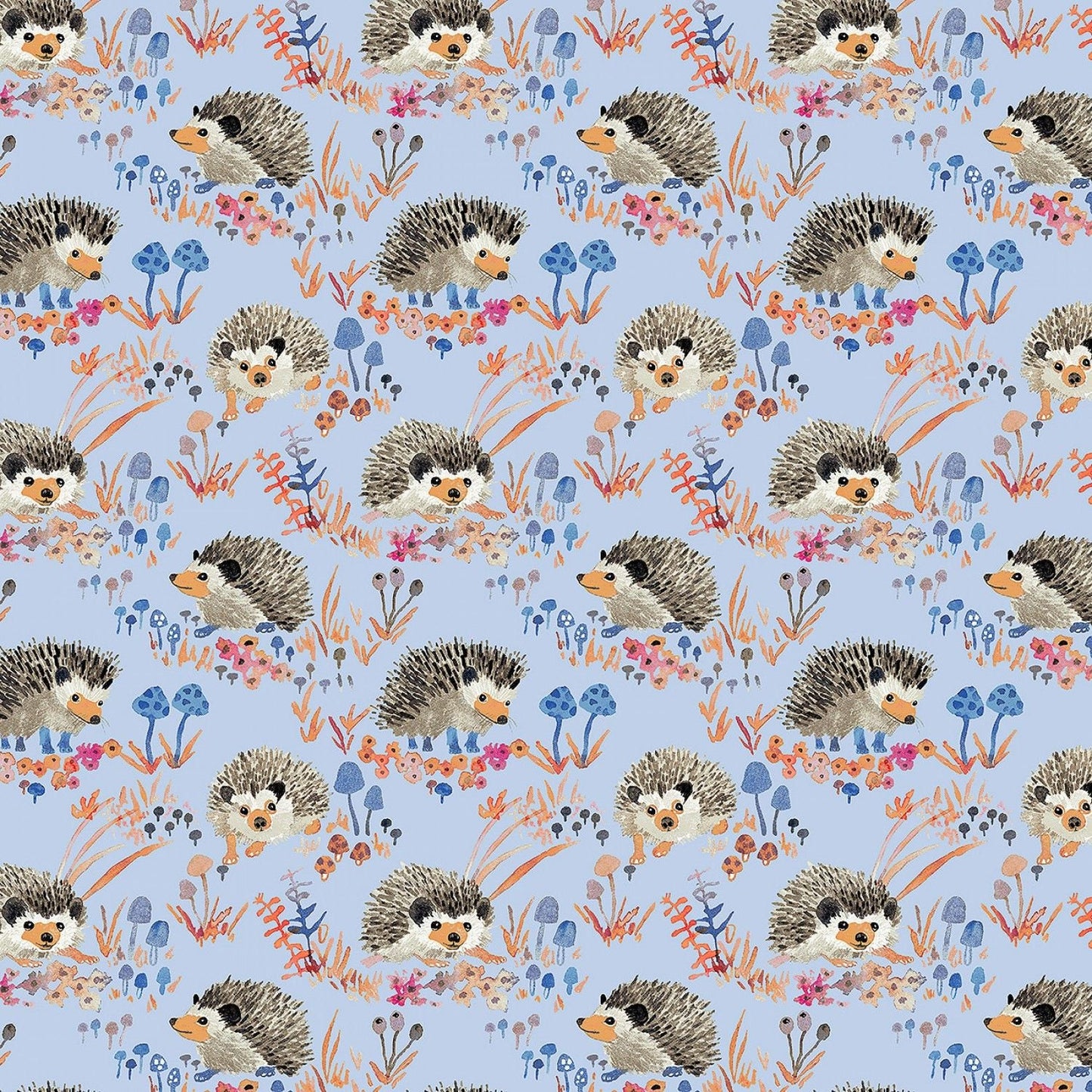Fox Wood by Betsy Olmstead Hedgehogs Blue 43499A-4 Cotton Woven Fabric