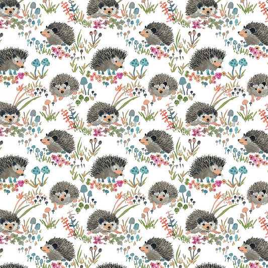 Fox Wood by Betsy Olmstead Hedgehogs White 43499A-1 Cotton Woven Fabric