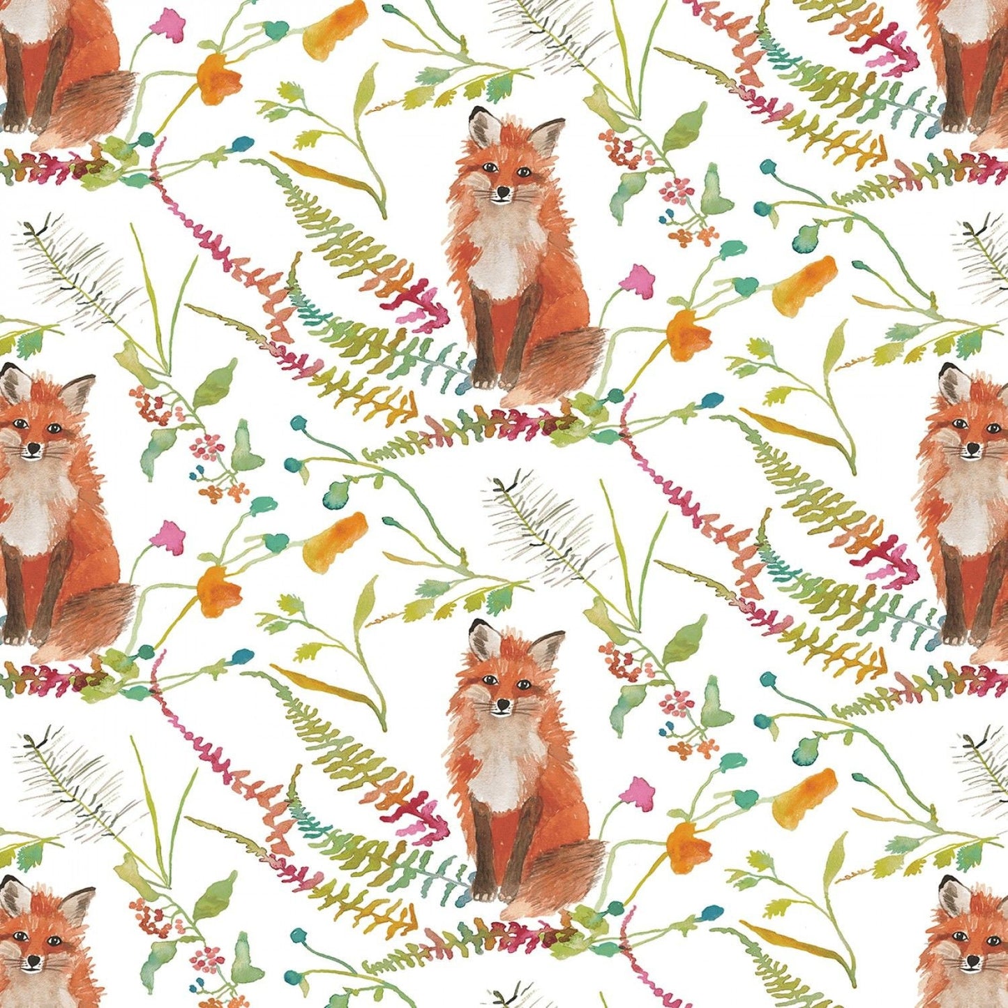 Fox Wood by Betsy Olmstead Fox White 51919C-1 Cotton Canvas Fabric