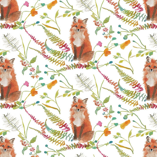 Fox Wood by Betsy Olmstead Fox White 51919C-1 Cotton Canvas Fabric